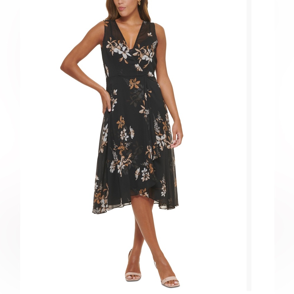 Calvin Klein Women’s Floral-Print A-Line Midi Dress